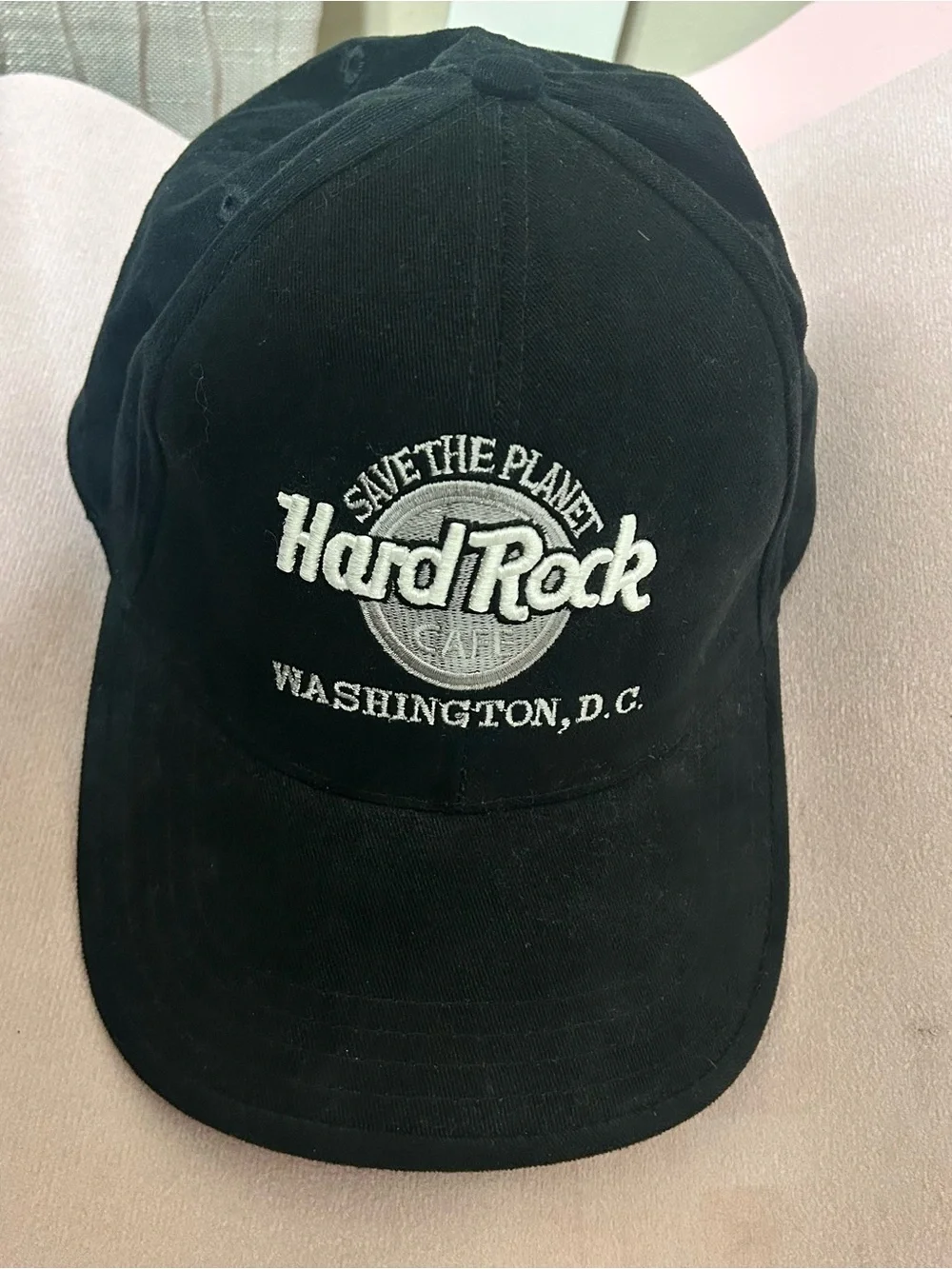 Hard Rock Cafe Black Hat with White Embroidery Vintage New Love all Serve all